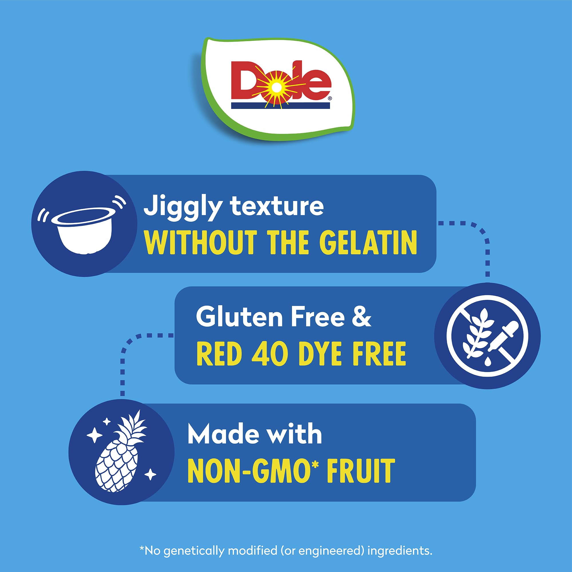 Individually wrapped Dole fruit-in-gel slices keep snacks tidy and portable.