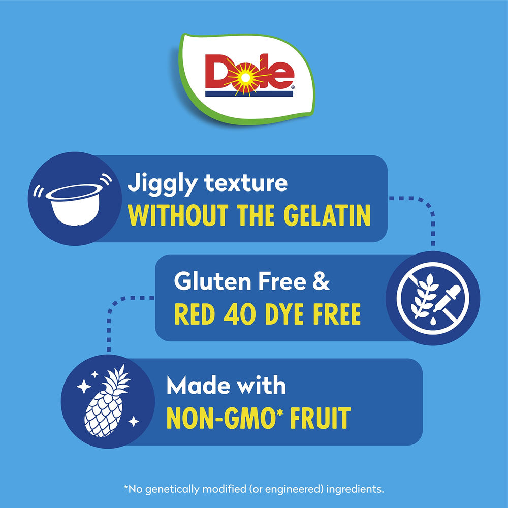 Individually wrapped Dole fruit-in-gel slices keep snacks tidy and portable.