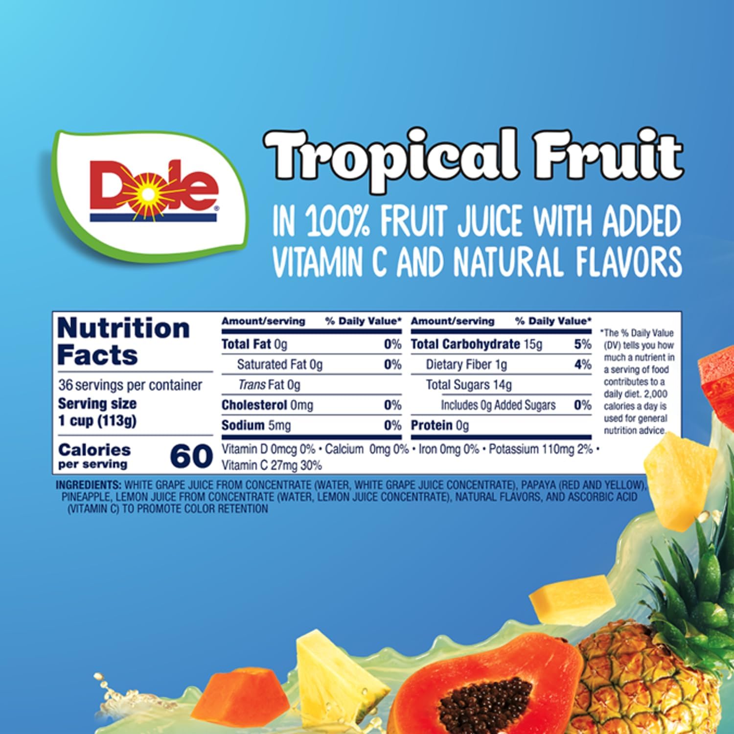 Dole Fruit Bowls 4 oz cup, gluten-free and dairy-free snack for lunches