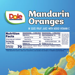 Dole Fruit Bowls Mandarin Oranges – convenient lunch snack with no prep needed.
