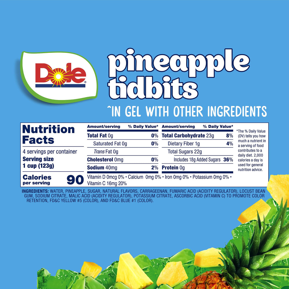 Close-up of Dole pineapple in lime gel shows bright tropical flavor potential.