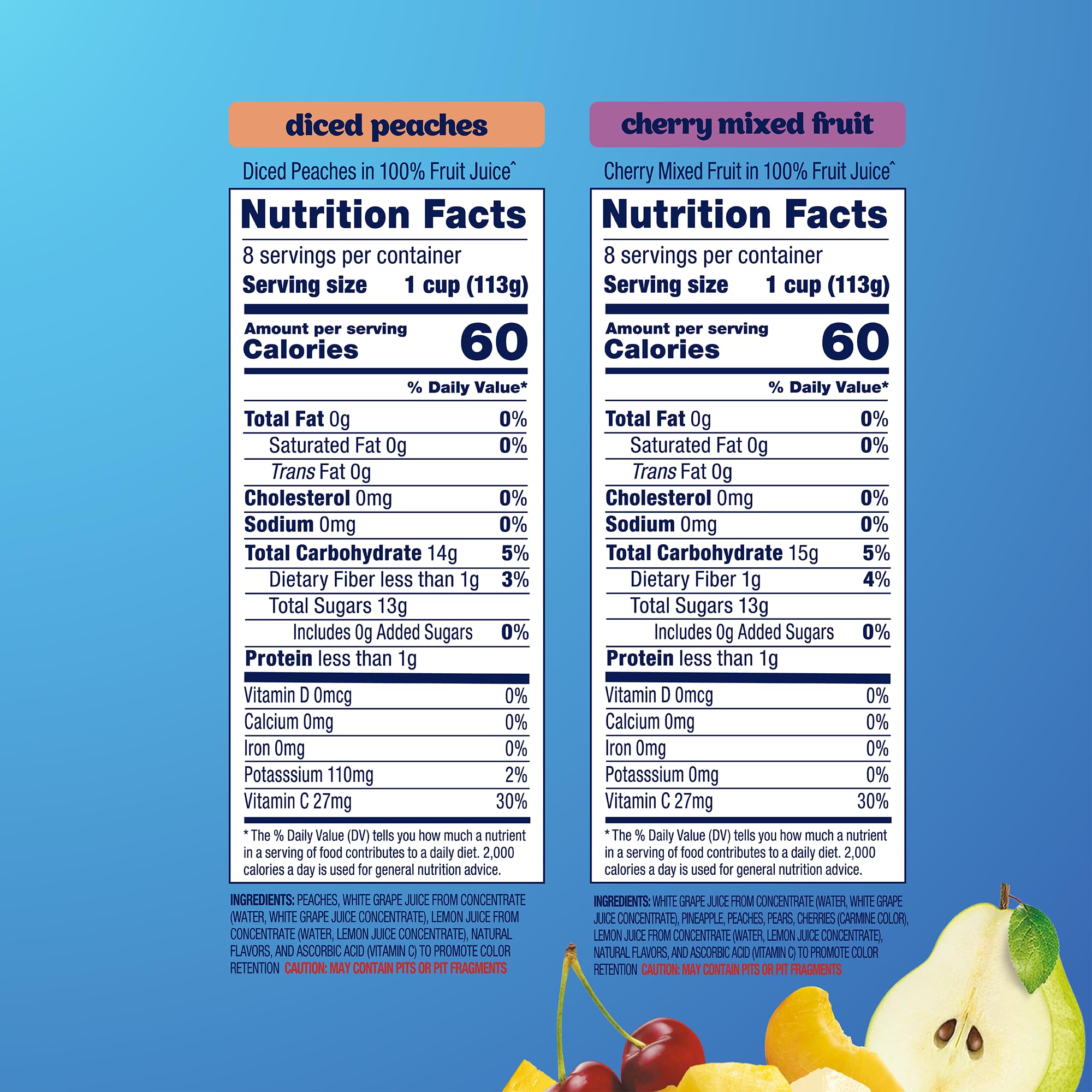 Dole fruit bowls snack ready without washing or cutting.