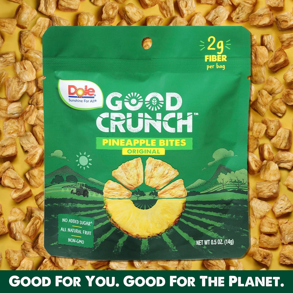 Dole Good Crunch bites deliver natural flavor and fiber.