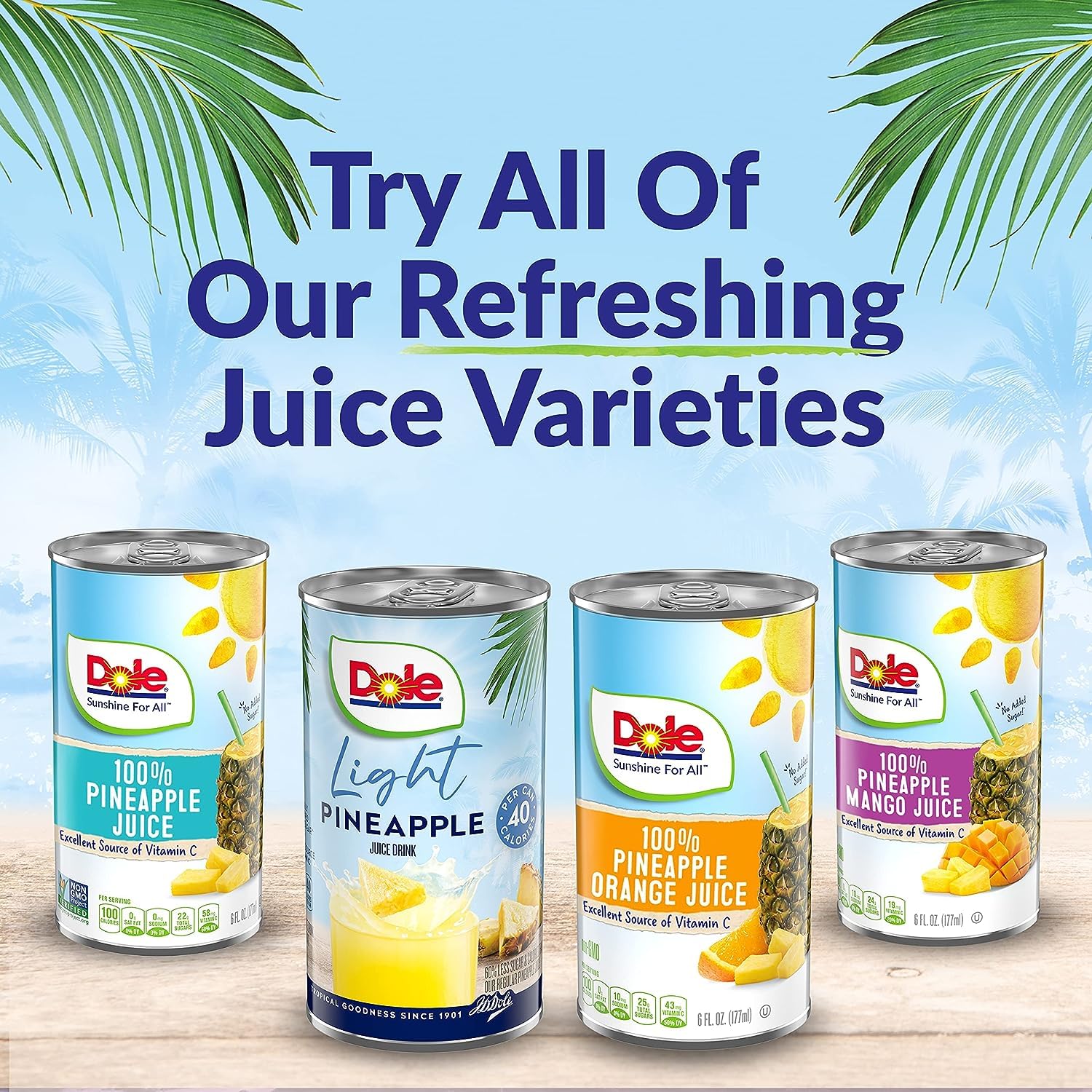 Dole Light Pineapple Juice on store shelf signals tropical refreshment option.