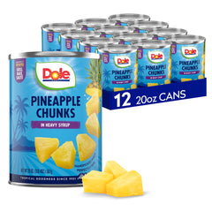 Dole Pineapple Chunks in Heavy Syrup can open for quick snacking