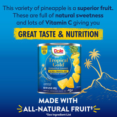 Dole pineapple chunks in juice poured into a refreshing glass.