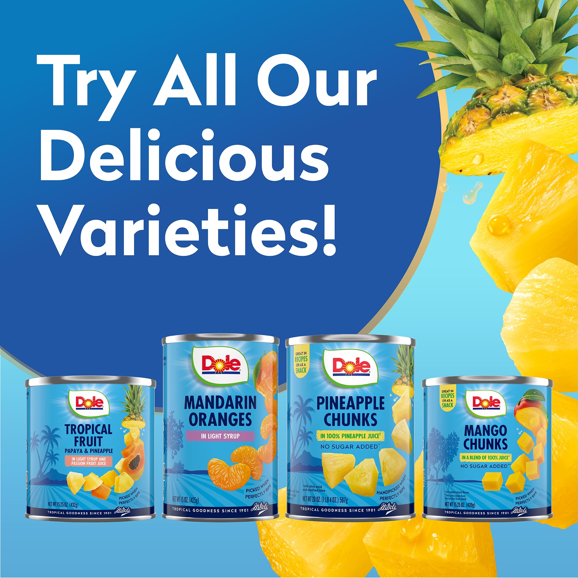 Dole Pineapple Chunks stored in pantry for versatile snacking
