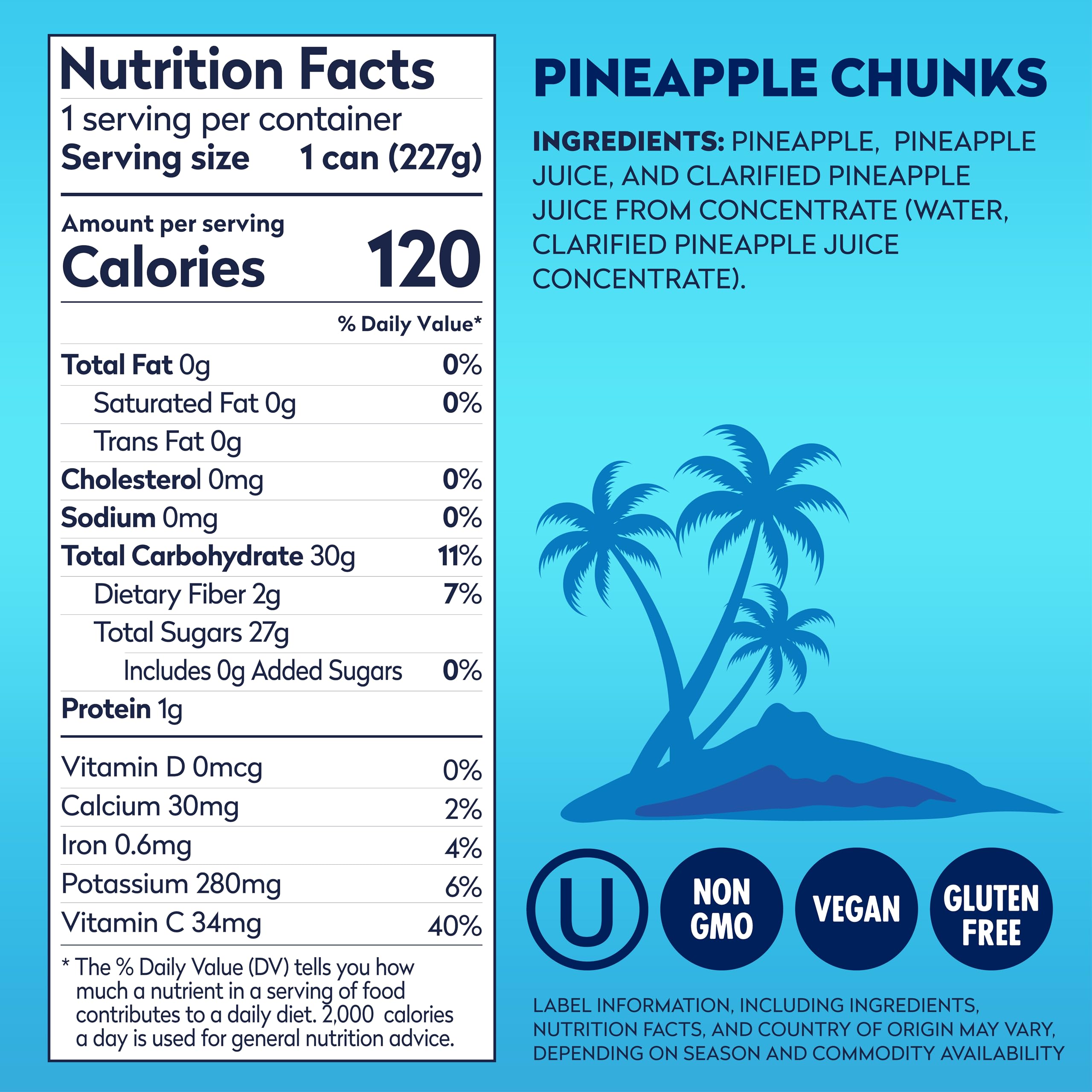 Dole pineapple chunks served in a bowl for ready-to-use fruit.
