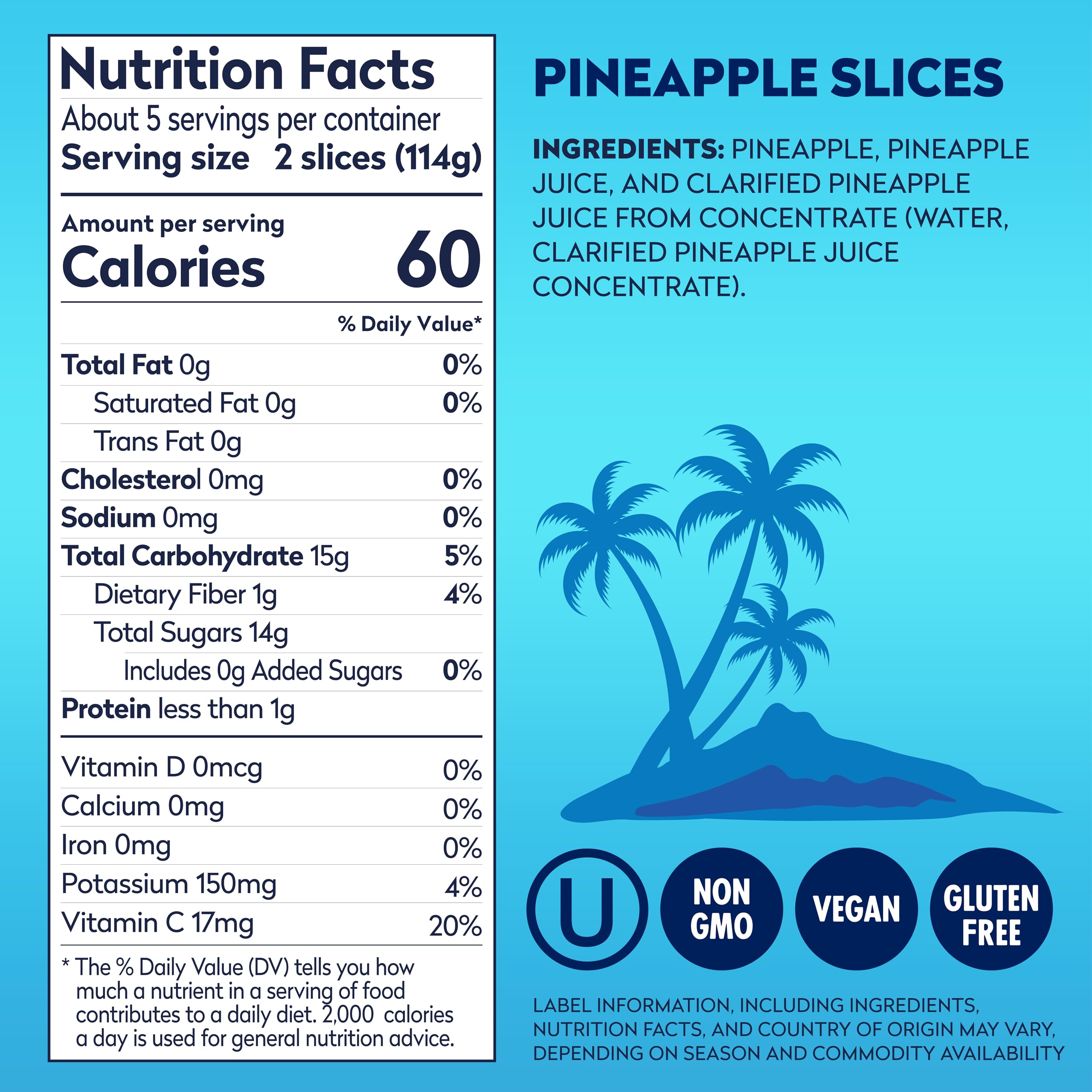 Dole Pineapple Slices no sugar added label, natural sweetness option.