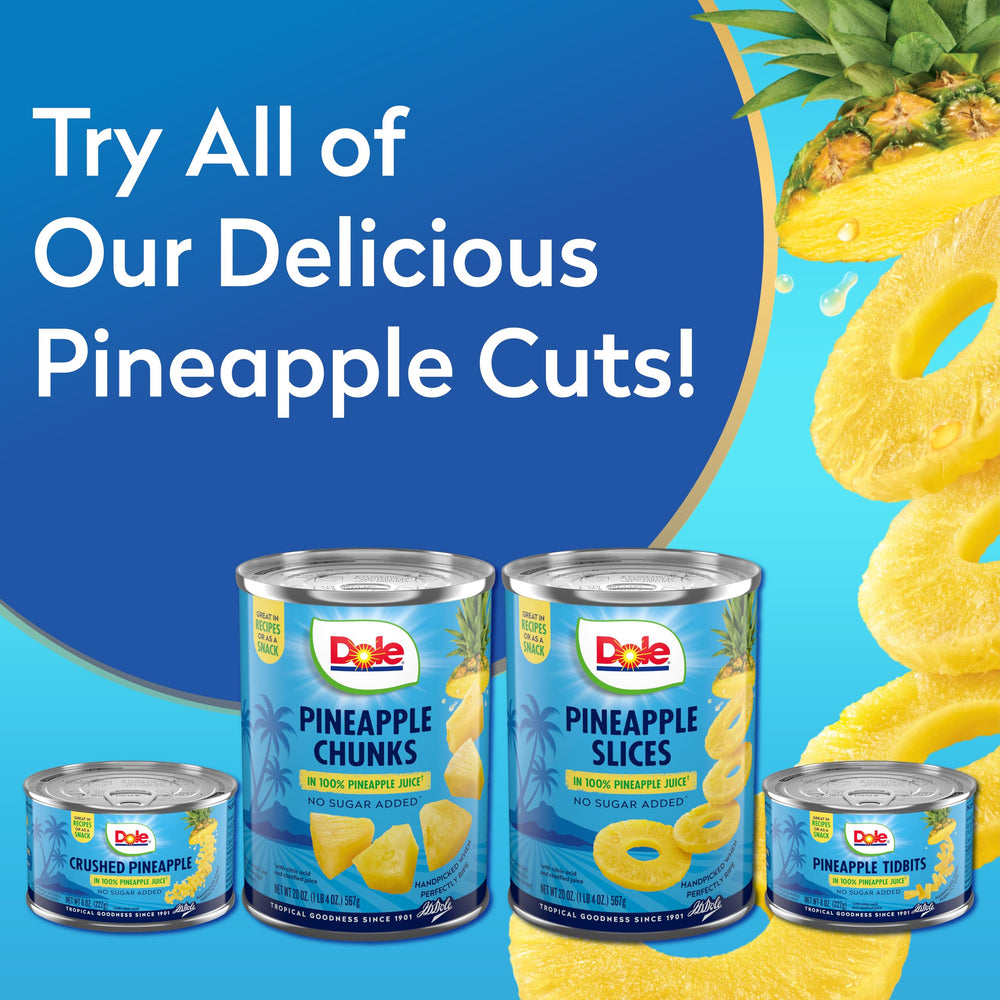Dole Pineapple Slices topping image, ideal for yogurt or salads.