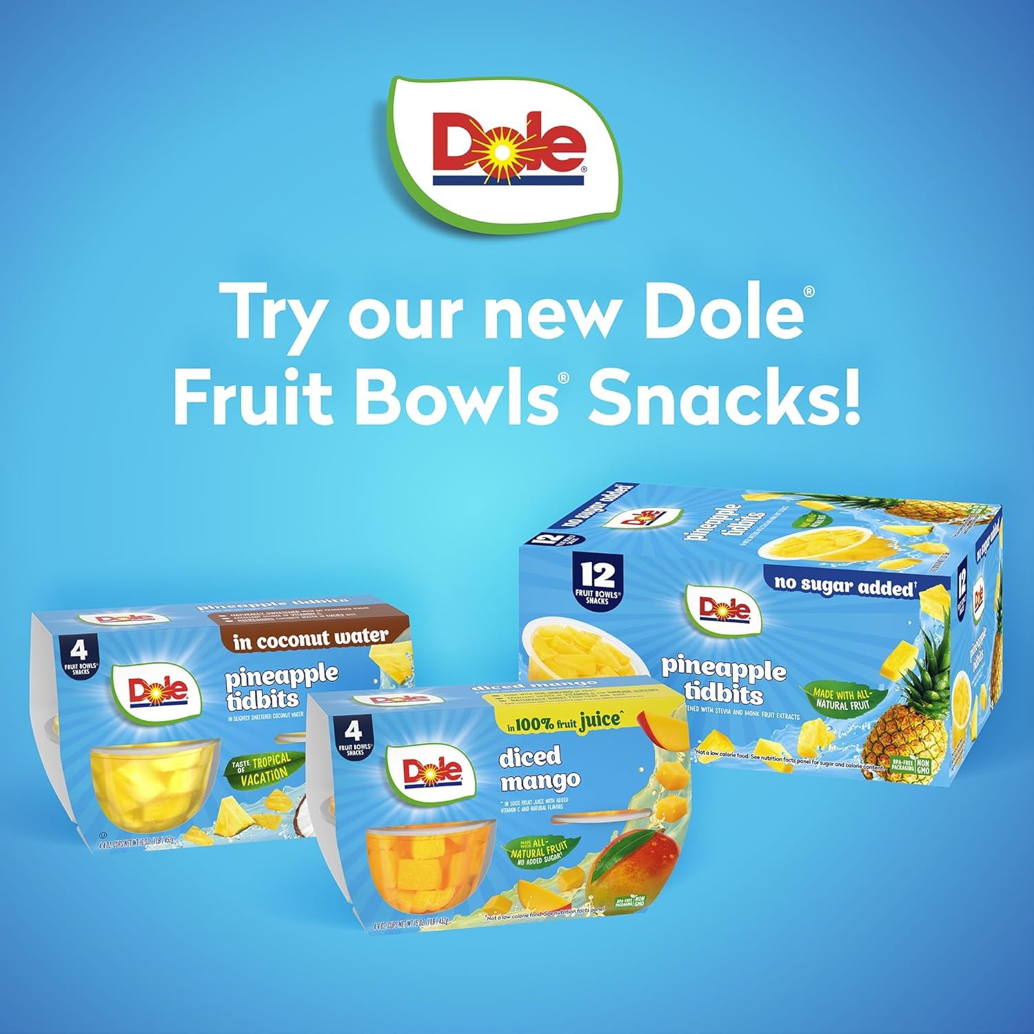 Dole Pineapple Tidbits bite-sized morsels to top yogurt or cereals.