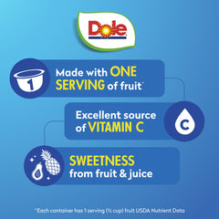 Dole Pineapple Tidbits close-up highlights bright fruit chunks for quick snacking.