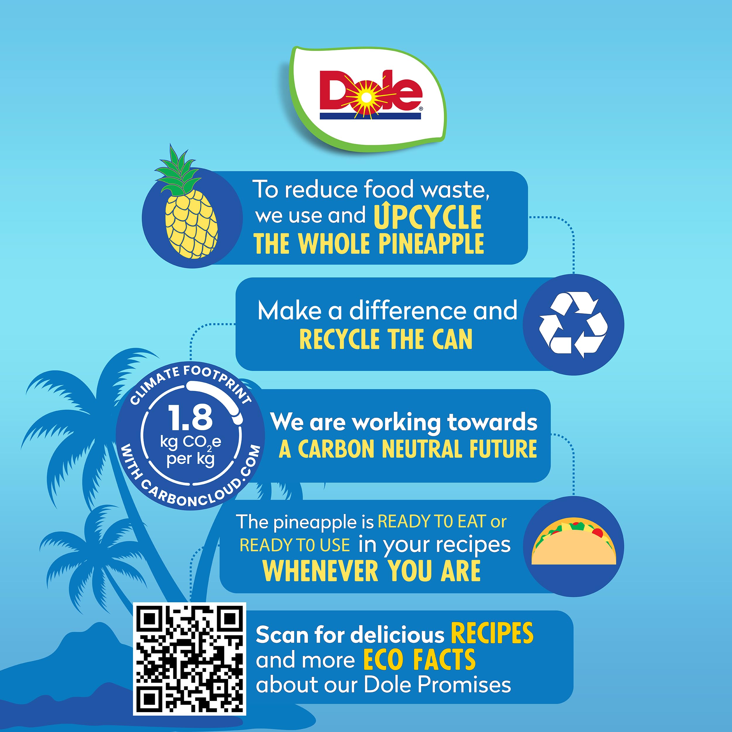 Dole Pineapple Tidbits suggested for cocktails and desserts