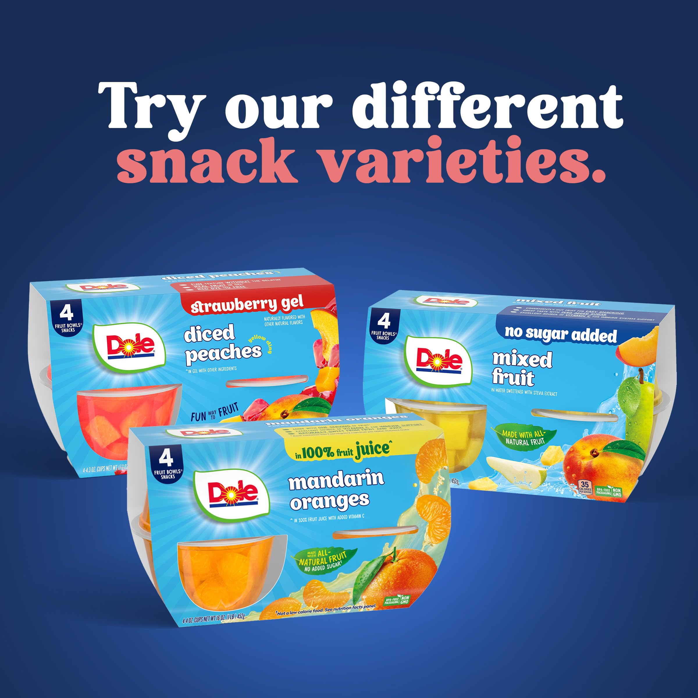Dole portion-controlled snack cups for easy serving on the move