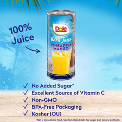 Dole juice poured into a chilled glass for tropical refreshment.