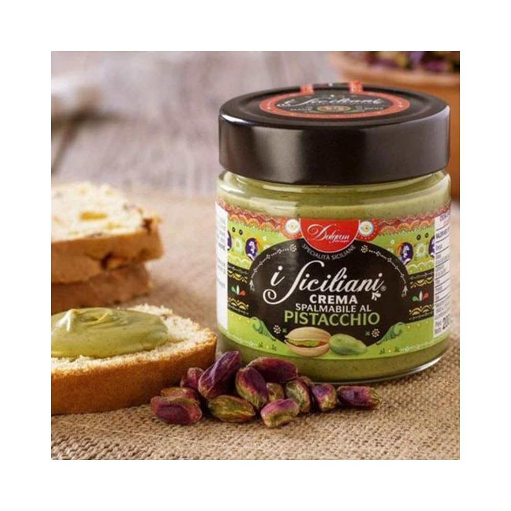 Dolgam Pistachio Spread ingredient view highlighting pistachios and smooth base.
