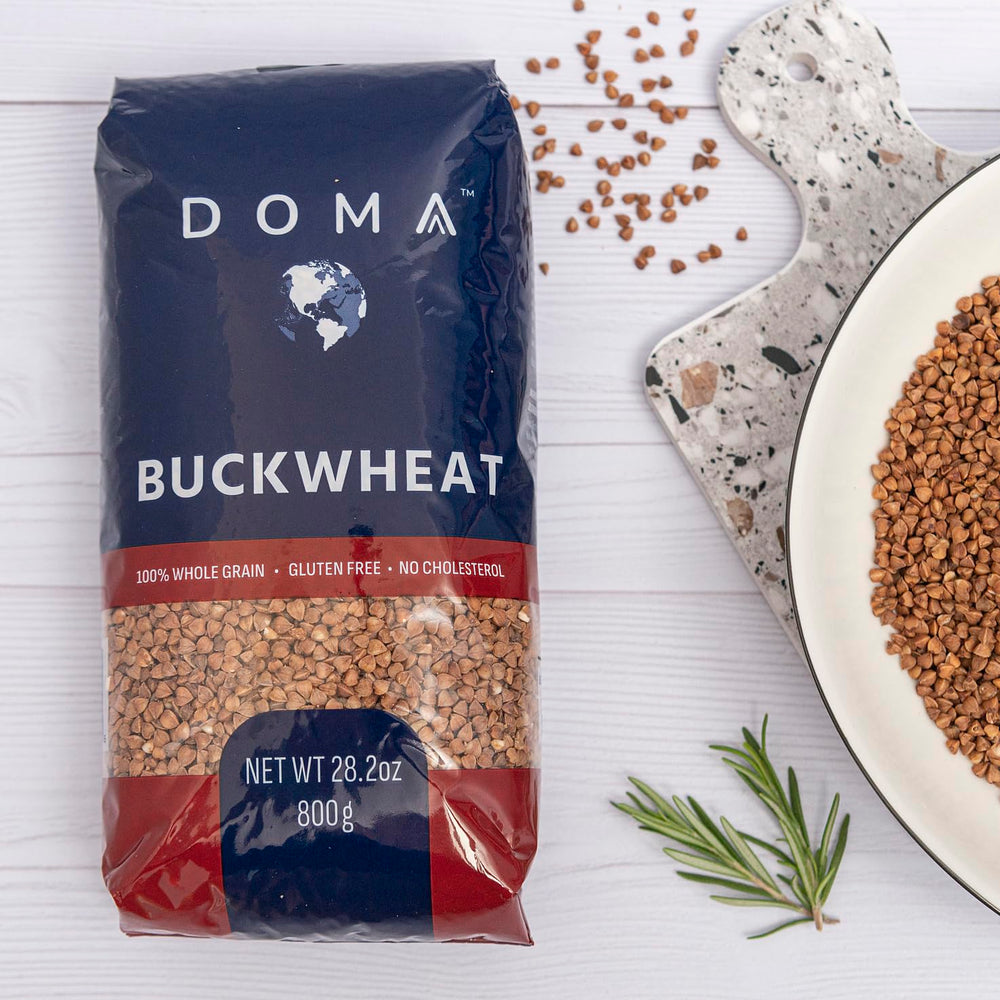 Creamy cooked porridge with DOMA buckwheat, showcasing a comforting breakfast option