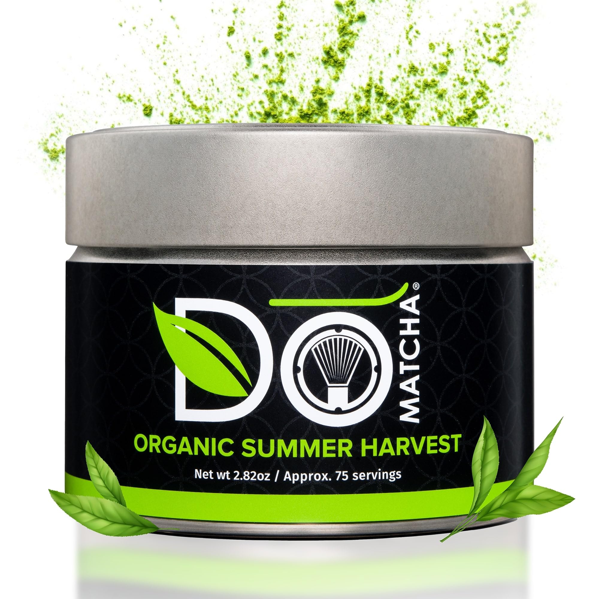 DoMatcha Organic Summer Harvest tin front shows premium latte-grade matcha.
