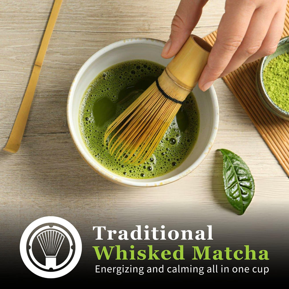 Steaming cup of DoMatcha ready for a focused, calm moment.
