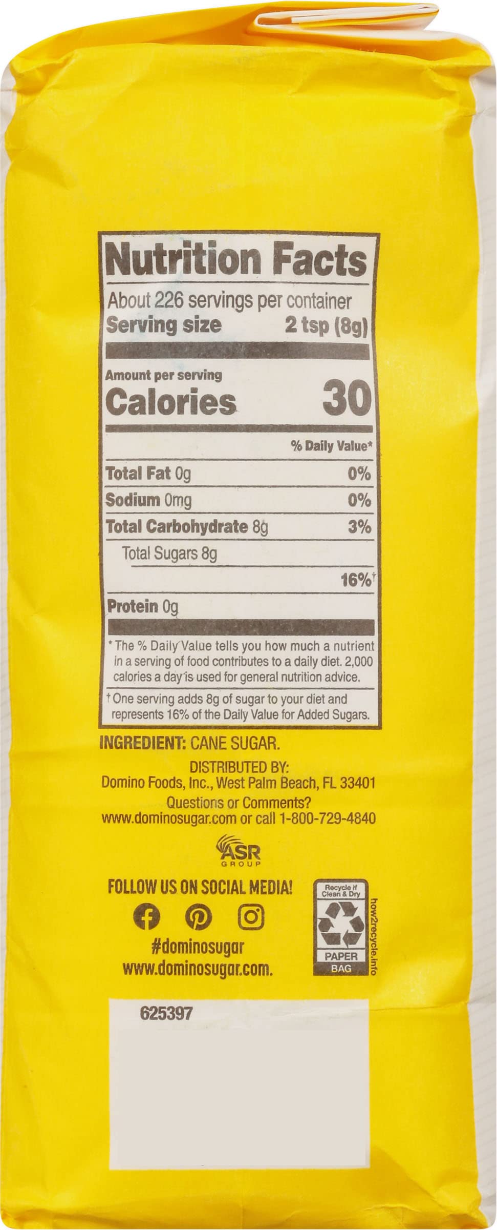 Domino bonus recipe card included with the sugar pack.