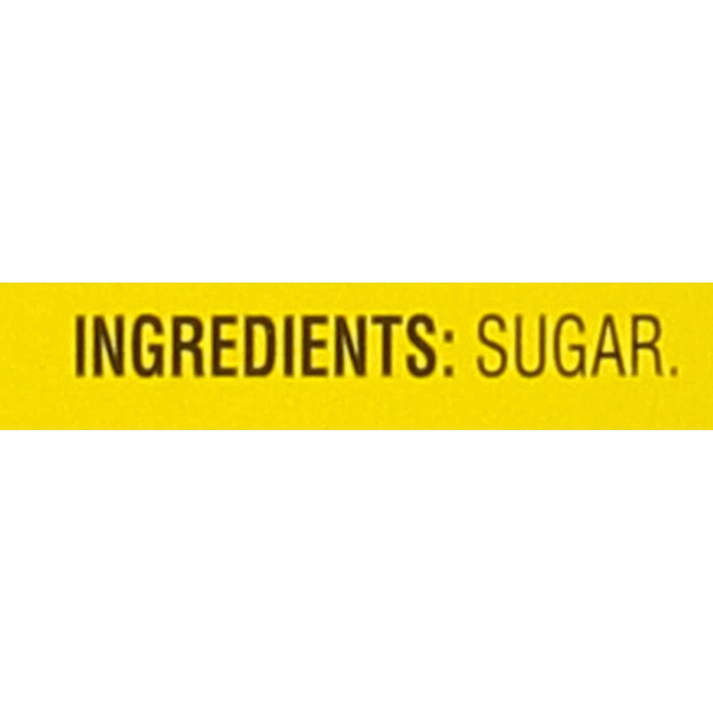 Three Domino 20oz sugar canisters on a kitchen shelf.