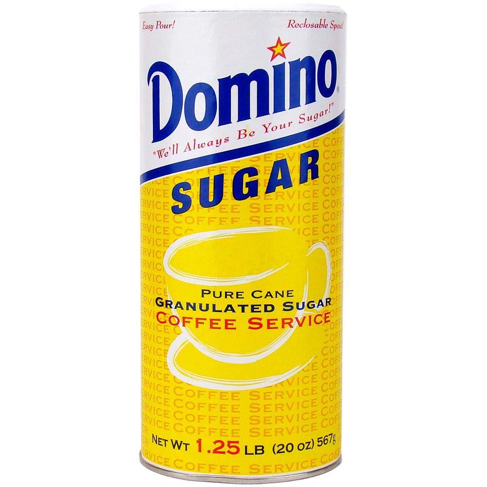 Domino Pure Cane Sugar Canister pour spout enables quick, mess-free sugar addition to coffee.
