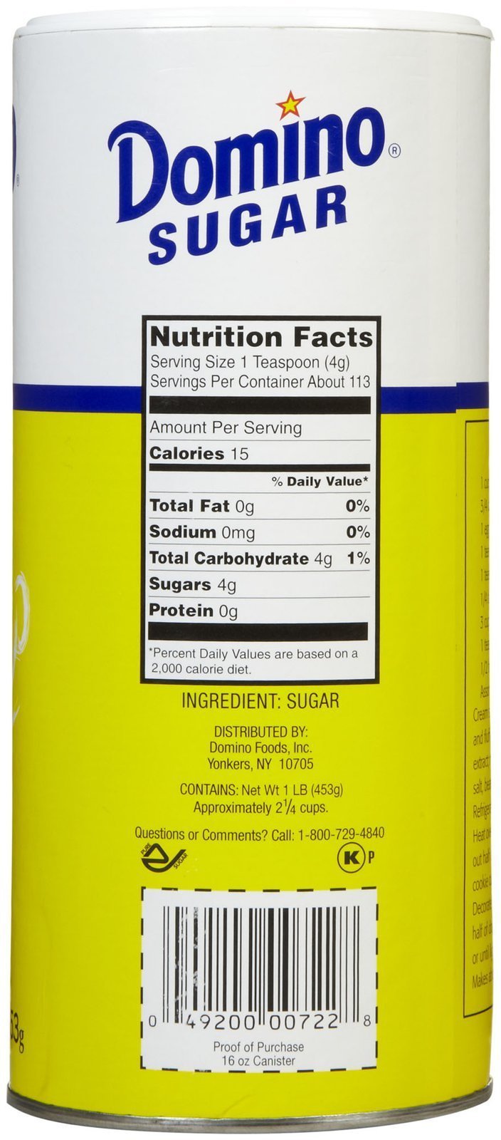 Domino sugar bottle close-up shows pour top for measured flavor in recipes.