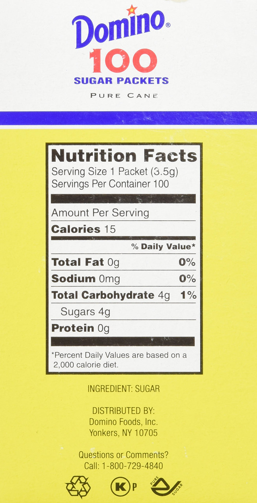 Domino sugar packets count display aids easy restocking and organization.