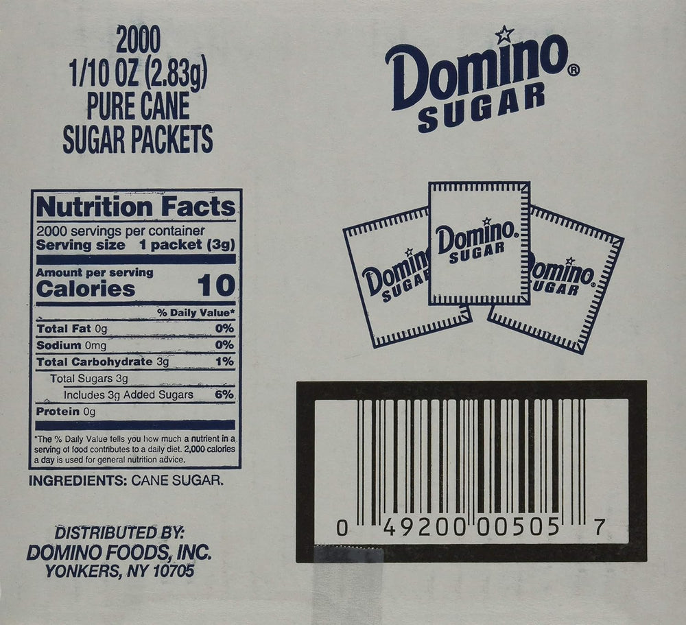Domino sugar packets individual portions ideal for coffee shops.