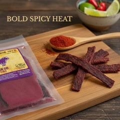 Don Beto's Carne Seca Fuego, Texas-made jerky, ready for quick snacks.