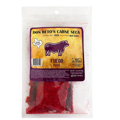 Don Beto's Carne Seca Fuego beef jerky pack on-the-go for protein and heat.