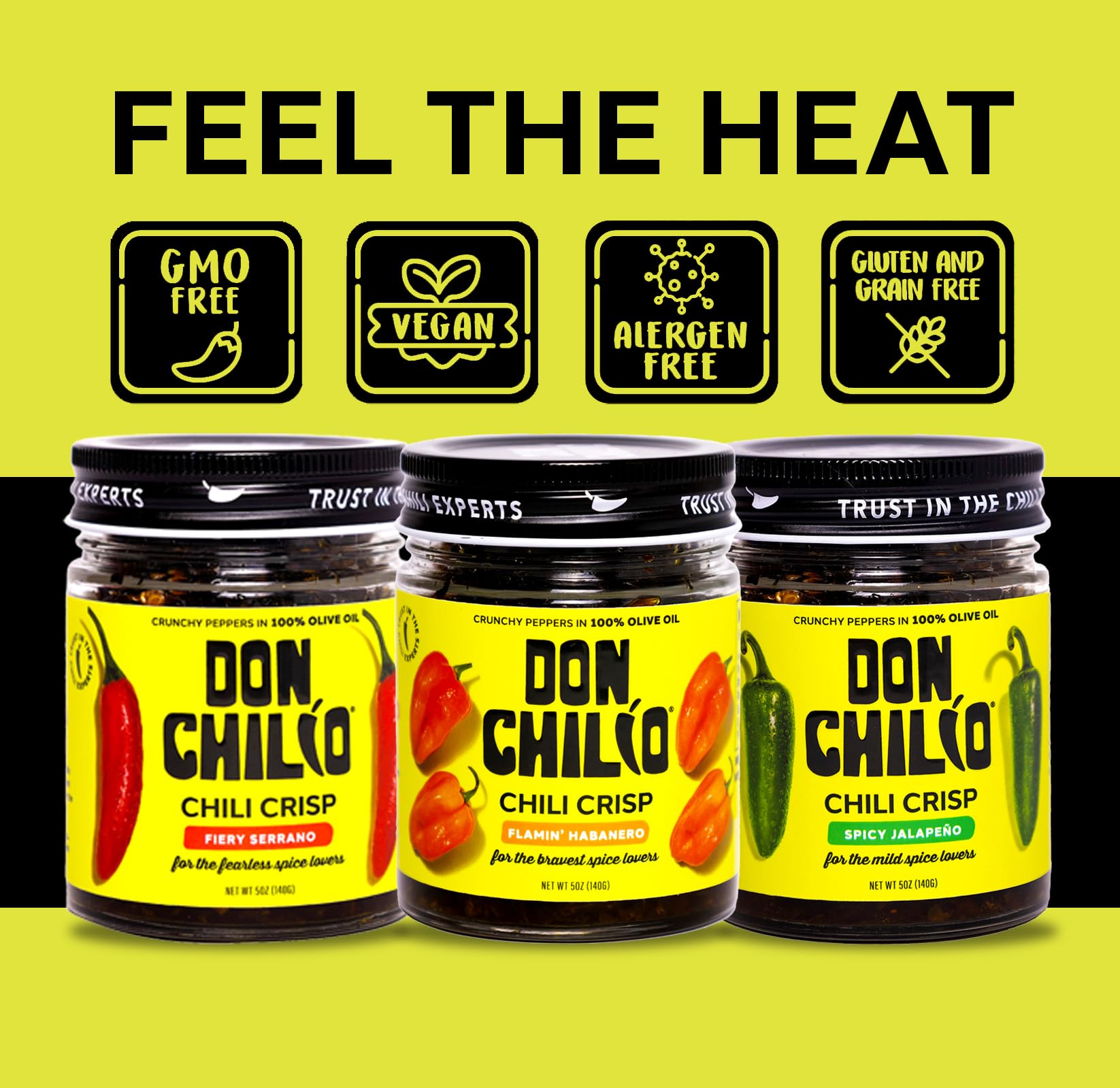 Don Chilio Mild Jalapeño Chile Crisp on eggs for flavorful boost.