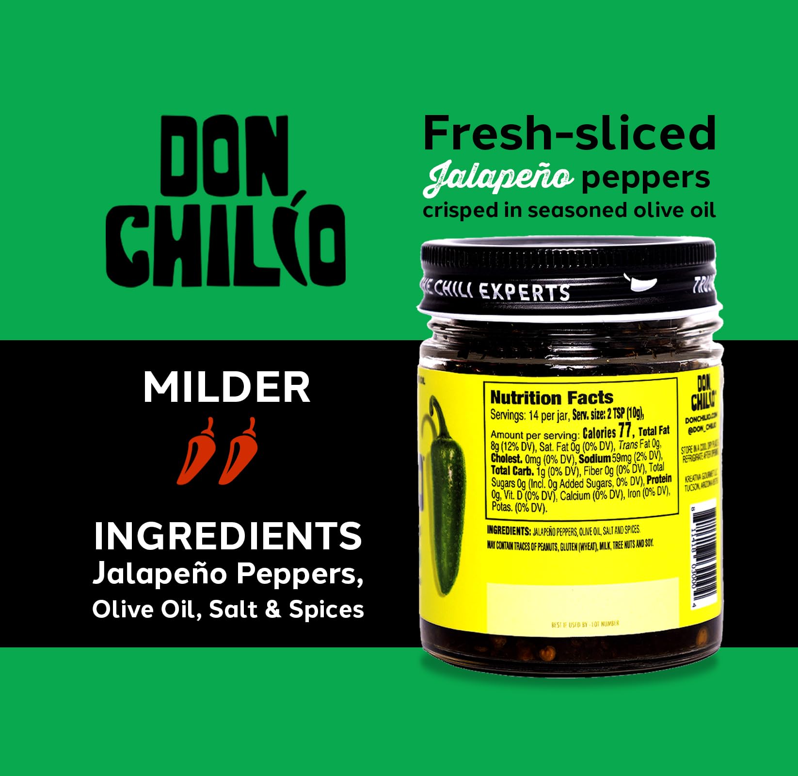 Don Chilio Mild Jalapeño Chile Crisp on tacos for extra kick.