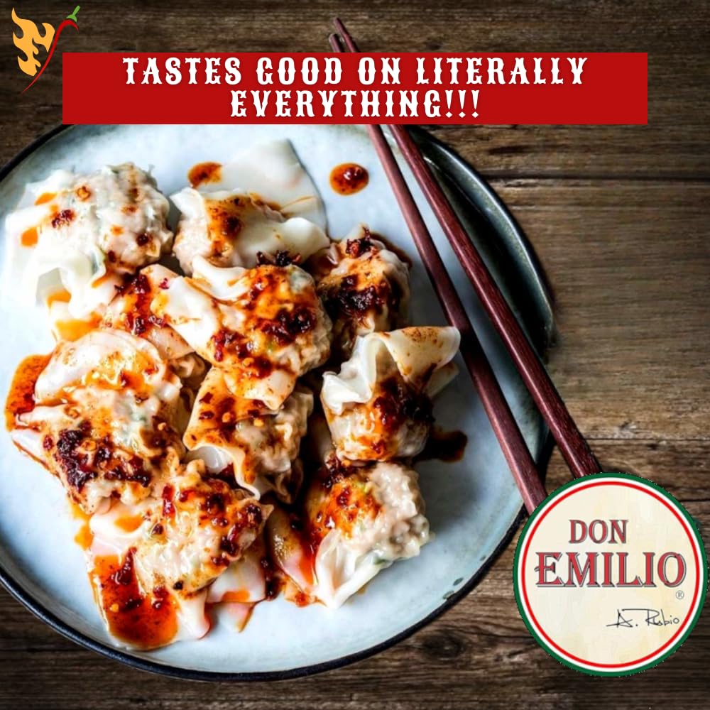 Don Emilio Hot Chili Salsa Macha eggs plate adds savory zing to breakfast.