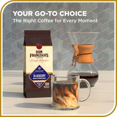 Don Francisco's blueberry ground coffee for drip brewing yields balance.