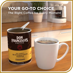 Don Francisco's Butterscotch Toffee aroma rises as coffee brews for a comforting ritual.