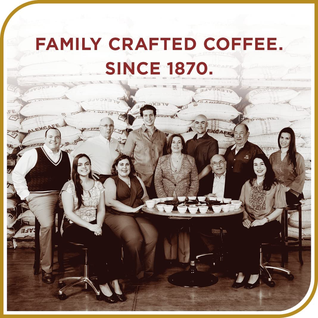 Don Francisco's caramel cream coffee in a French press showing bold aroma