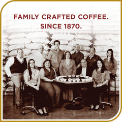Don Francisco's caramel cream coffee in a French press showing bold aroma