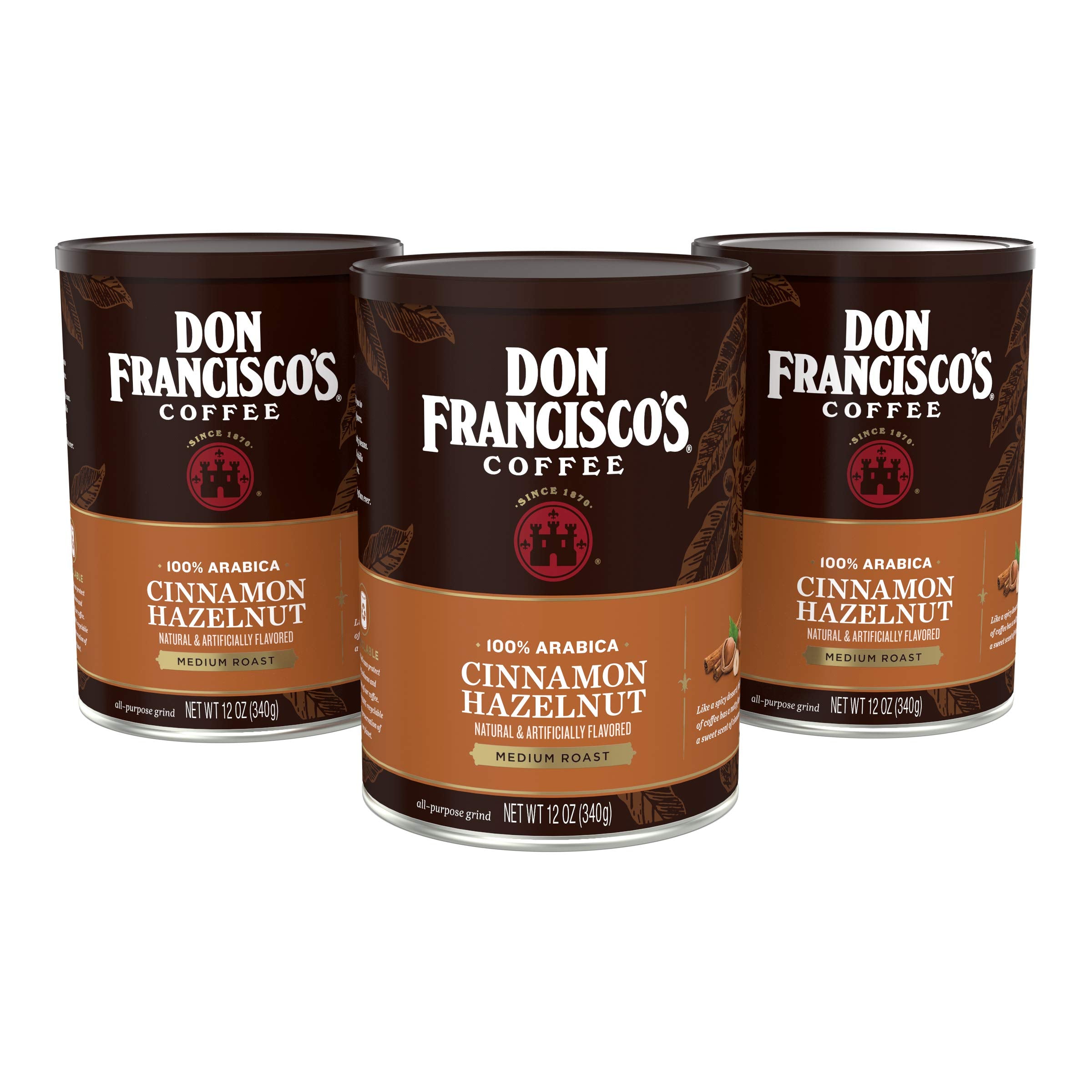 Don Francisco's Cinnamon Hazelnut ground coffee can delivers a rich morning brew.