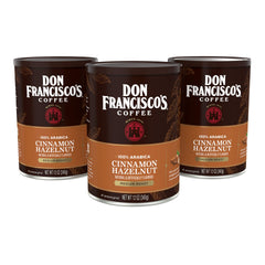Don Francisco's Cinnamon Hazelnut ground coffee can delivers a rich morning brew.