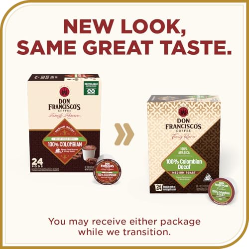 Don Francisco's decaf Colombia pods brewed cup with floral aroma