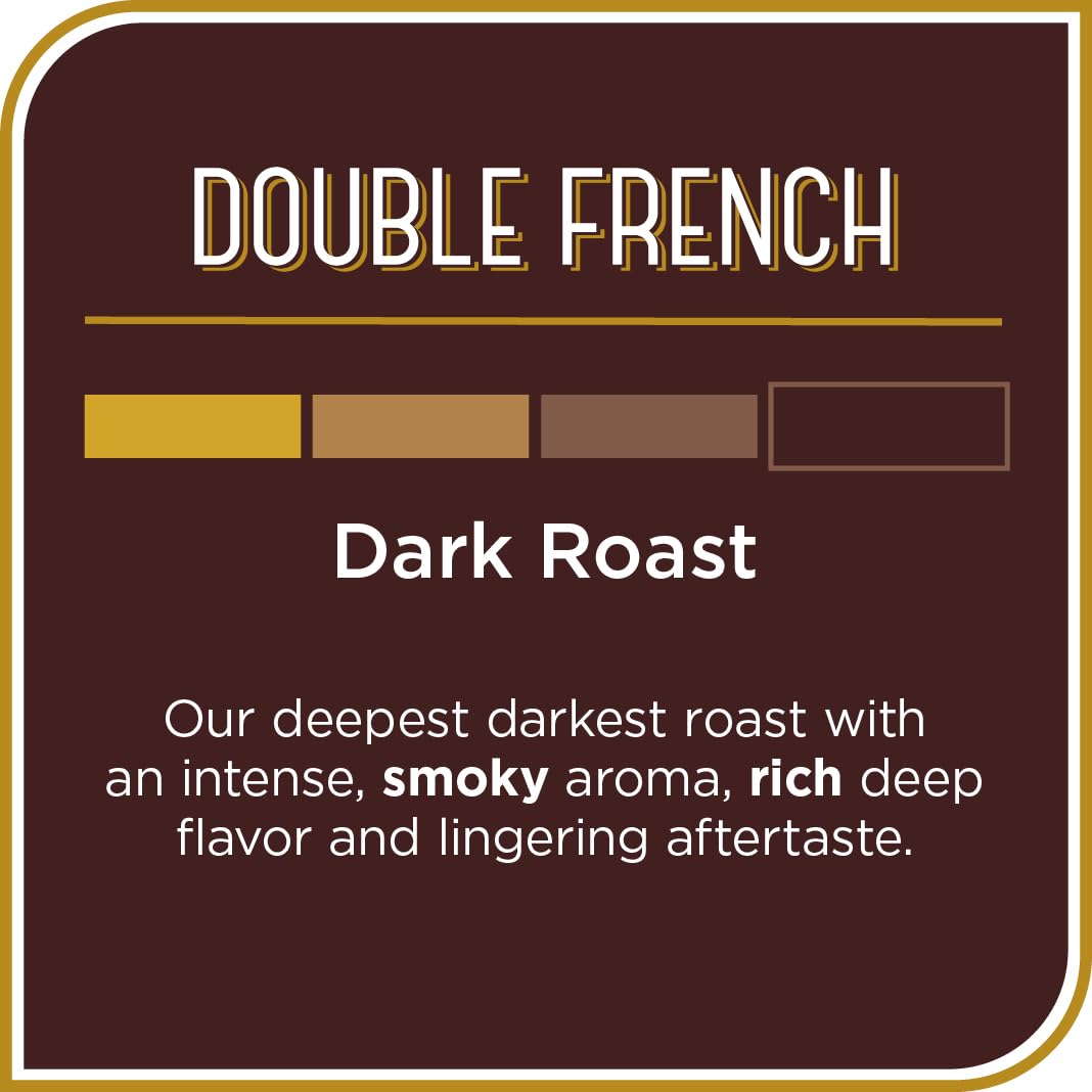 Aromas rise from a steaming cup highlighting the Double French roast.
