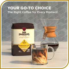Versatile brewing for drip, pour-over, French press, and moka with Don Francisco's Hawaiian Hazelnut.