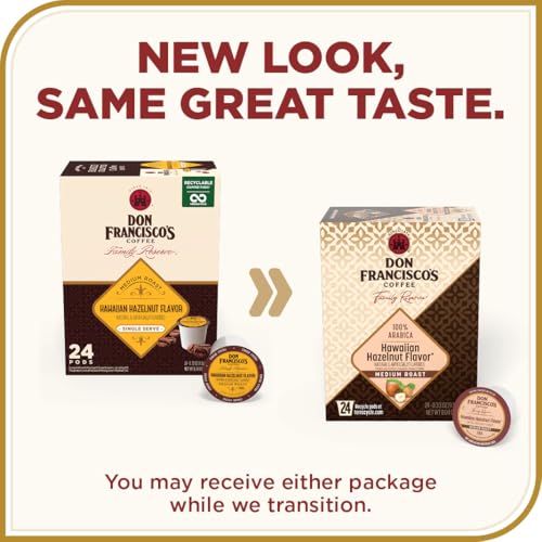 Don Francisco's Hawaiian Hazelnut coffee pods closeup with rich nutty aroma.