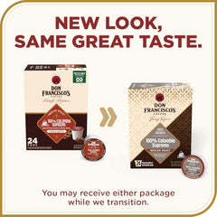 Don Francisco's medium roast Arabica pods yield a smooth, balanced cup