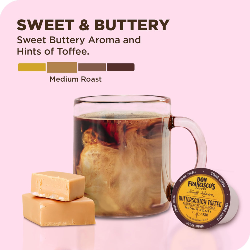 Don Francisco's medium roast coffee pods delivering a smooth daily cup for Keurig brewers.