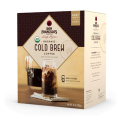 Don Francisco's Organic Cold Brew Pitcher Packs box for easy at-home brewing