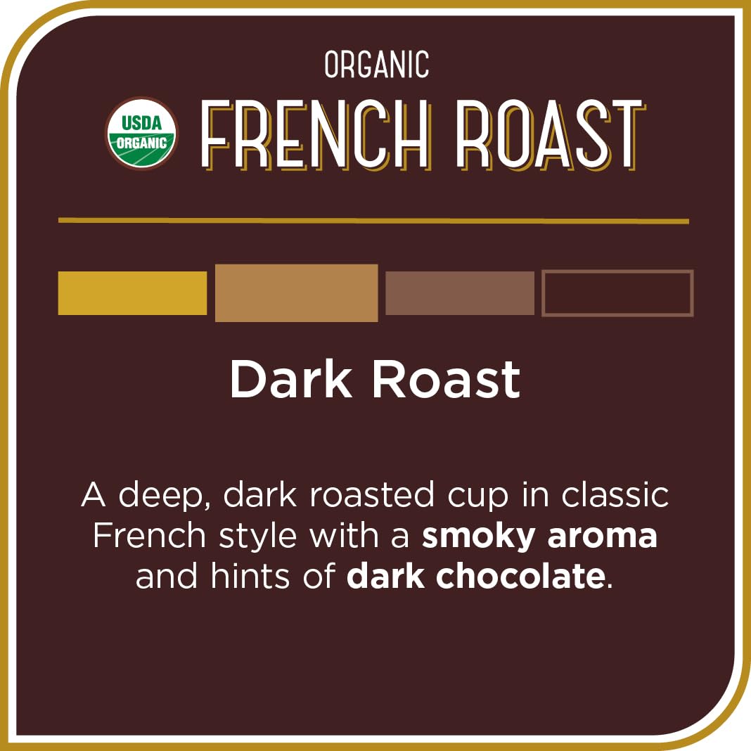 Don Francisco's Organic French Roast steaming cup releases rich aroma for a bold morning ritual.