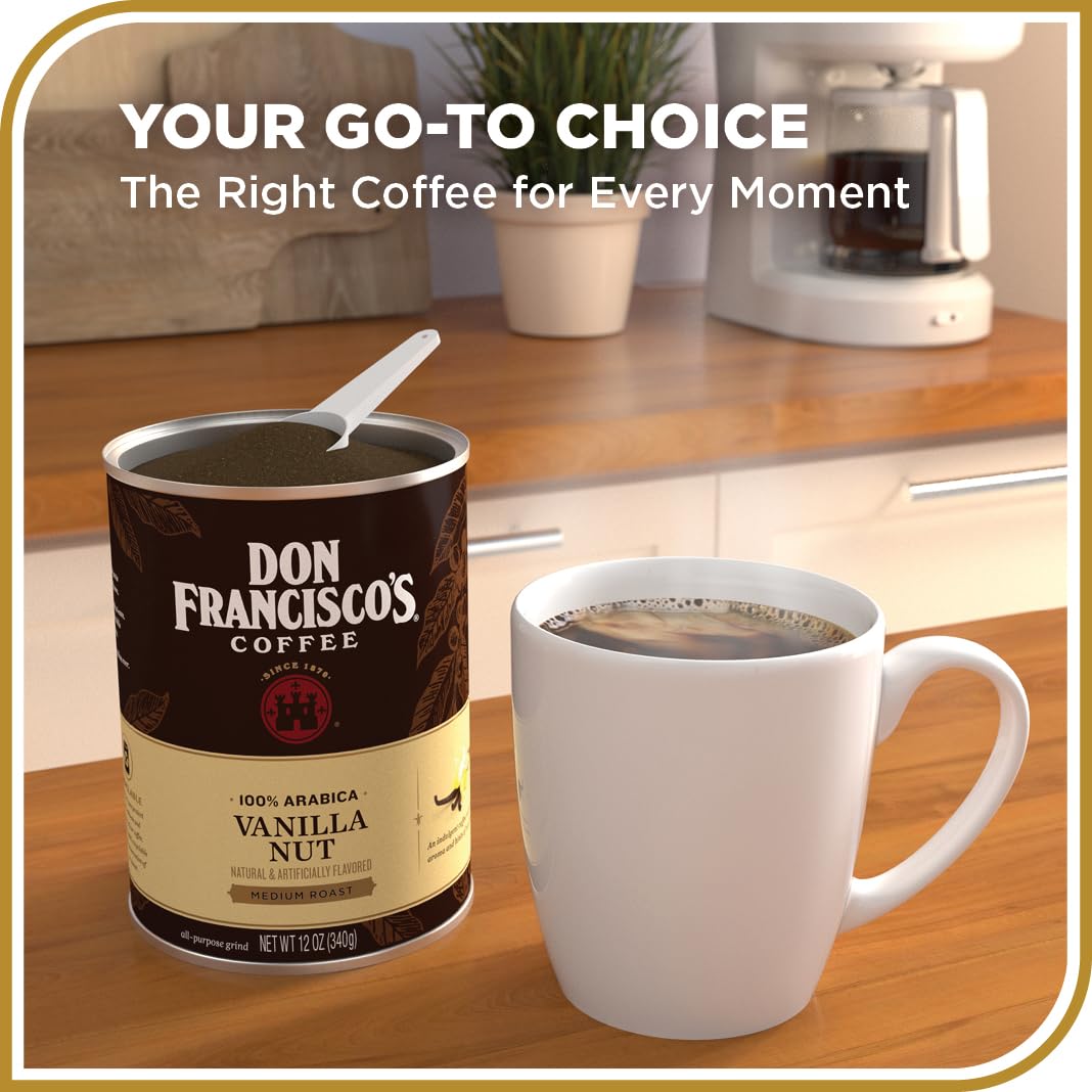 Don Francisco's Vanilla Nut coffee beans closeup for a smooth brew
