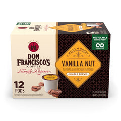 Don Francisco's Vanilla Nut coffee pods front view for a quick, flavorful morning.